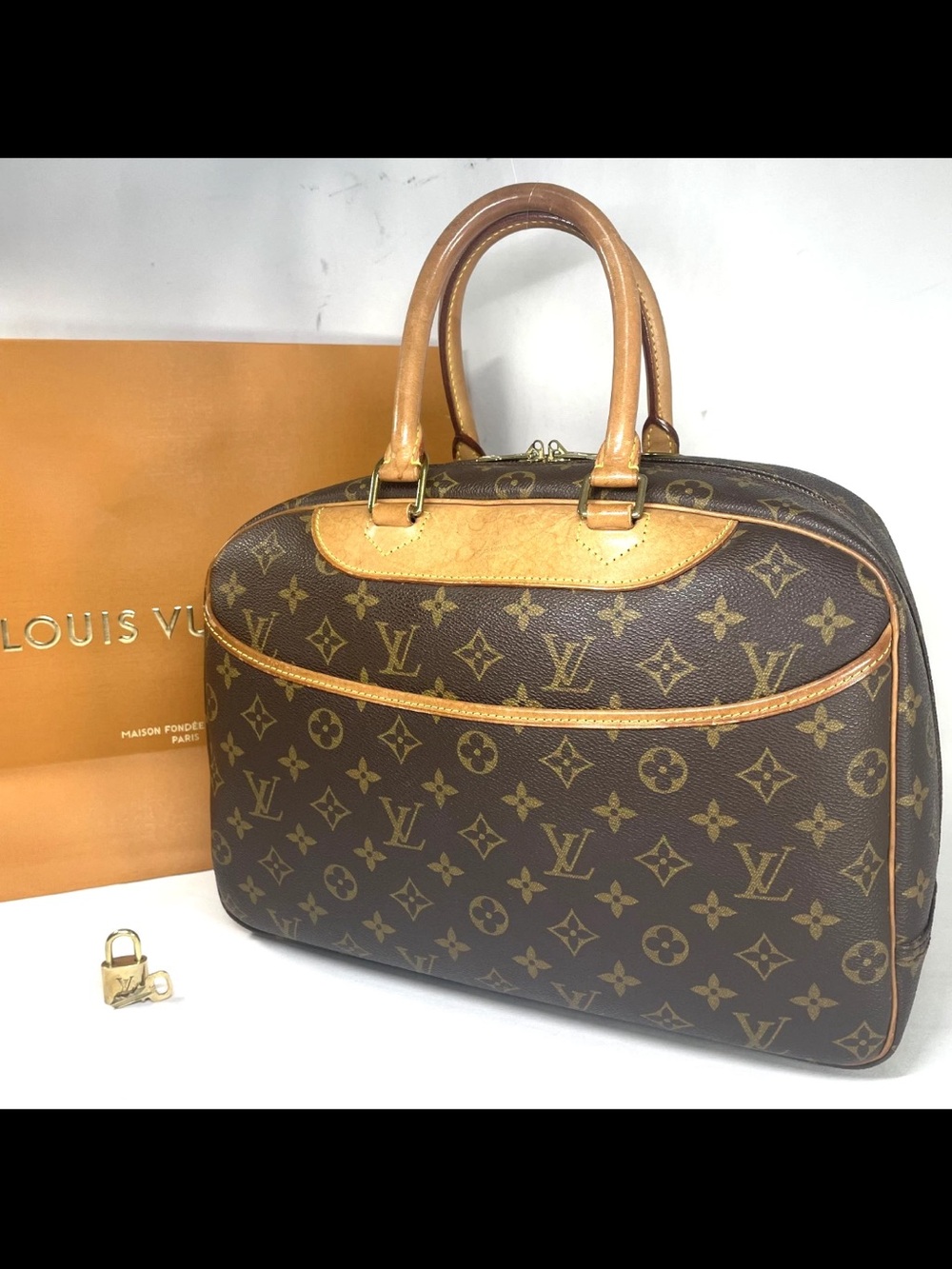 Louis Vuitton Monogram Canvas Briefcase with Tan Trim